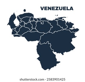 Venezuela map flat border outline vector