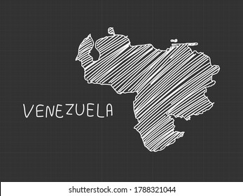 Venezuela map freehand sketch on black background.