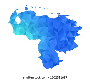 venezuela map in geometric blue polygonal style modern design on white background. Vector illustration.map in geometric blue polygonal style modern design on white background. Vector illustration.