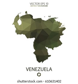 Venezuela map in geometric polygonal military style.Abstract tessellation,modern design background. Vector illustration eps 10.