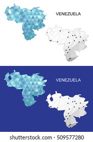 Venezuela map in geometric polygonal style. Abstract gems triangle.