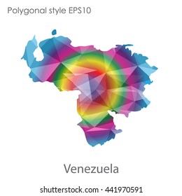 Venezuela map in geometric polygonal style.Abstract gems triangle,modern design background.Vector illustration EPS10.