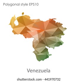 Venezuela map in geometric polygonal style.Abstract gems triangle,modern design background.Vector illustration EPS10.