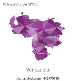 Venezuela map in geometric polygonal style.Abstract gems triangle,modern design background.Vector illustration EPS10.
