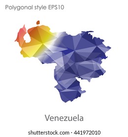 Venezuela map in geometric polygonal style.Abstract gems triangle,modern design background.Vector illustration EPS10.