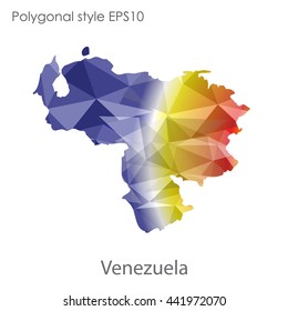 Venezuela map in geometric polygonal style.Abstract gems triangle,modern design background.Vector illustration EPS10.