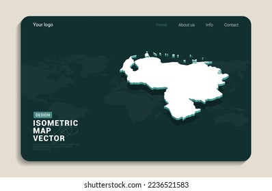 Venezuela mapea el fondo verde con vector isométrico. Plantilla de diseño de banners Web.