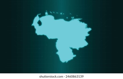 Venezuela Map with Green Circuit Technology Style.
