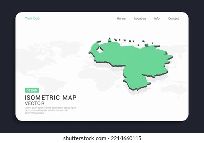 Venezuela map green on white background with isometric vector.