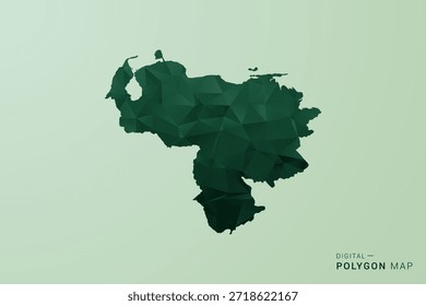 Venezuela Map - Green Polygon Style Vector Illustration, Low Poly Geometric Design with Clean Silhouette on soft green Background.