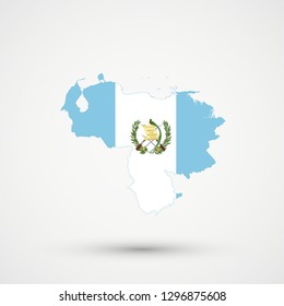 Venezuela map in Guatemala flag colors, editable vector.