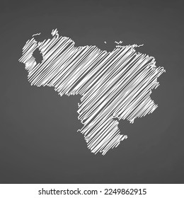 Venezuela map hand drawn sketch. Vector concept illustration flag, scribble map. Country map for infographic, brochures and presentations isolated on black background. Vector illustration.