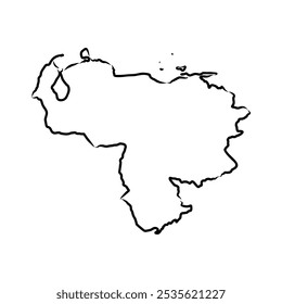 Venezuela map hand drawn sketch. Vector illustration.Venezuela map, vector sketch