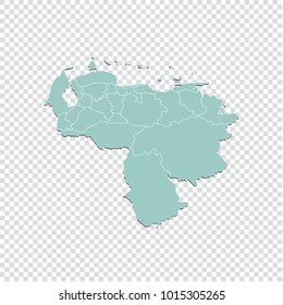 Venezuela map - High detailed pastel color map of Venezuela. Venezuela map isolated on transparent background. Vector illustration eps 10.