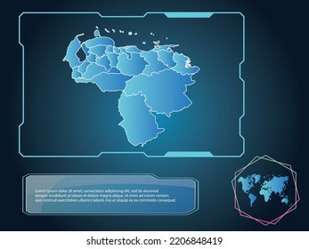 Venezuela Map tecnología infográfica azul Color de fondo colección de elementos