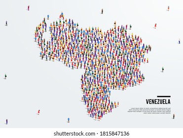 Venezuela Map. Large group of people form to create a shape of Venezuela Map. vector illustration.