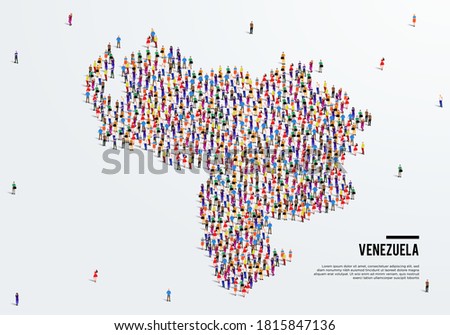 Venezuela Map. Large group of people form to create a shape of Venezuela Map. vector illustration.