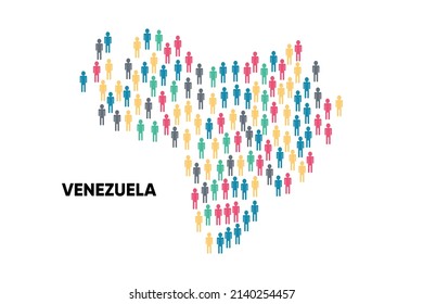 Venezuela Map made by a group of people, Population. Globalization. People from different countries