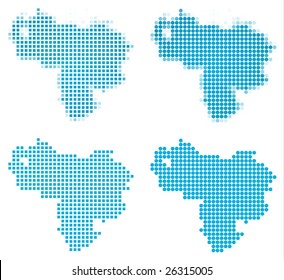 Venezuela map mosaic set. Isolated on white background.