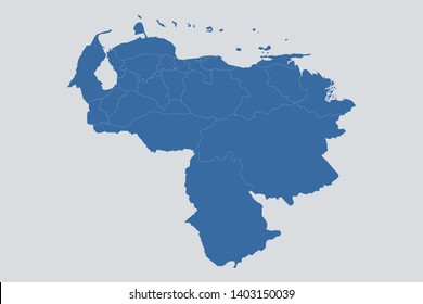 Venezuela map on gray background vector, Venezuela Map Outline Shape Blue on White Vector Illustration, High detailed Gray illustration map Venezuela. Symbol for your web site design map logo. eps10.