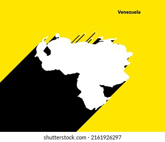 Venezuela Map on retro poster with long shadow. Vintage sign easy to edit, manipulate, resize or colorize.