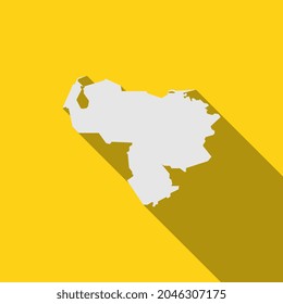 Venezuela map on yellow background with long shadow