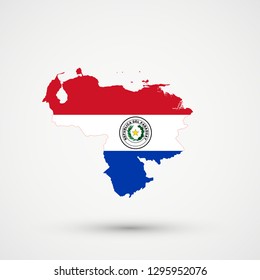 Venezuela map in Paraguay flag colors, editable vector.