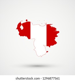 Venezuela map in Peru flag colors, editable vector.