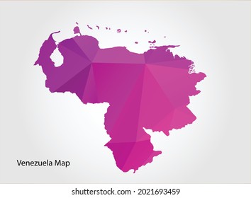 Venezuela Map pink Color on white background polygonal