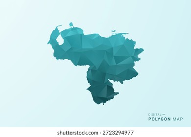 Venezuela Karte - Polygon Stil Vektorgrafik in blau-grün Low Poly geometrischen Design, moderne minimale Silhouette.