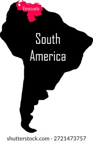 Venezuela Map Silhouette Vector Isolated South America Country Outline