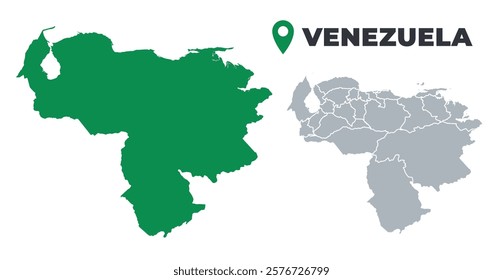 Venezuela map simple flat outline vector set