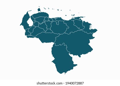 Venezuela map vector. blue color on white background.