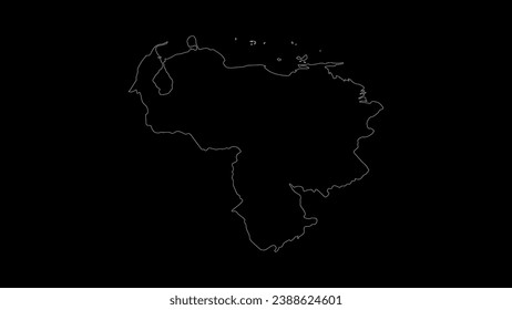 Venezuela map vector illustration. Drawing with a white line on a black background.