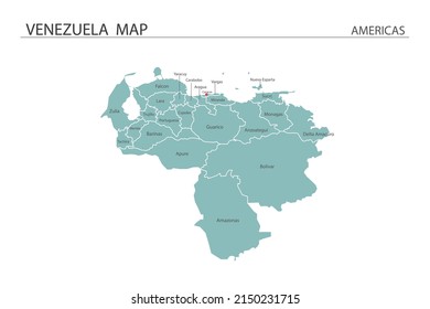 Venezuela map vector illustration on white background. Map have all province and mark the capital city of Venezuela. 