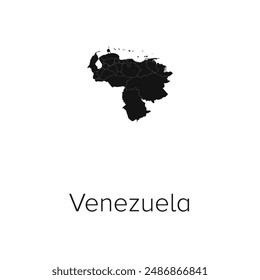 Venezuela Map Vector Illustration - Silhouette, Outline, Venezuela Travel and Tourism Map