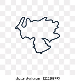 Venezuela map vector outline icon isolated on transparent background, high quality linear Venezuela map transparency concept can be used web and mobile