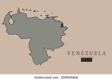 Mapa de Venezuela - Mapa Mundial Plantilla vectorial internacional con estilo clásico antiguo y color gris en el mapa aislado en fondo marrón - Ilustración vectorial eps 10