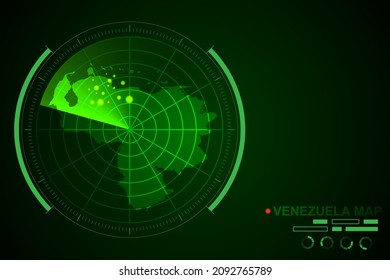 Venezuela Map - World Map International vector template with futuristic circle radar style HUD, GUI, UI interface isolated on dark green background - Vector illustration eps 10