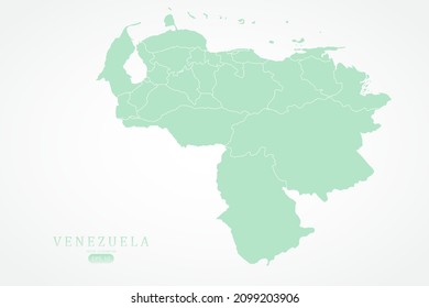 Venezuela Map - World Map International vector template with High detailed including green color and white outline isolated on white background - Vector illustration eps 10