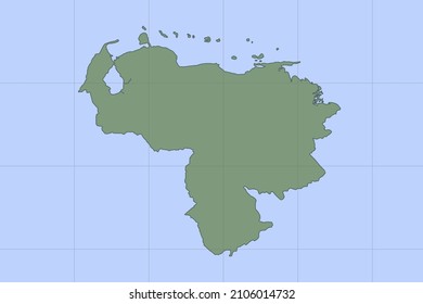 Mapa de Venezuela - Mapa mundial Planilla vectorial internacional de color verde sobre fondo azul y diseño de rejilla para diseño, educación, sitio web, infografía, banner - Ilustración vectorial eps 10