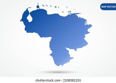 Mapa de Venezuela - Mapa Mundial Plantilla vectorial internacional con color degradado azul aislado en fondo blanco para diseño, educación, sitio web, infografía - Ilustración vectorial eps 10