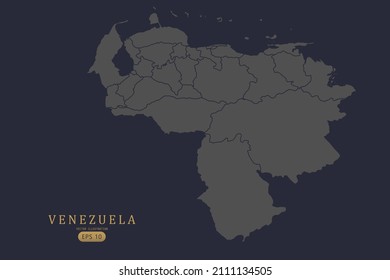 Venezuela Map - World Map International vector template with High detailed including grey and black outline color isolated on black background - Vector illustration eps 10