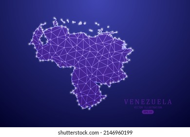 Venezuela Map - World Map International vector template with purple mash line, point scales, and polygon style isolated on purple technology background - Vector illustration eps 10