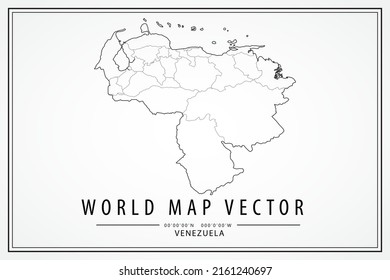 Venezuela Map - World Map International vector template with High detailed thin black line and outline graphic sketch style isolated on white background - Vector illustration eps 10