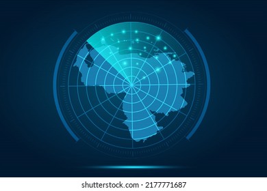 Venezuela Map - World Map International vector template with futuristic circle radar style HUD, GUI, UI interface isolated on blue background for design, infographic - Vector illustration eps 10