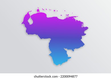 Venezuela Map - World map International vector template with 3D, paper style including shadow and Gradient blue, purple color on grey background for design, infographic - Vector illustration eps 10