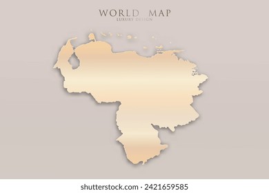 Venezuela Map - World map International vector template with 3D, gold luxury design including shadow on bright background for design, education, website, infographic - Vector illustration eps 10