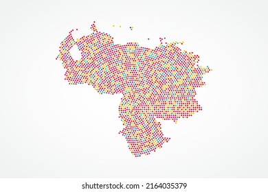 Venezuela Map - World map vector template with colorful dots, grid, grunge, halftone style isolated on white background for education, infographic, design, website - Vector illustration eps 10
