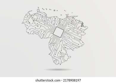 Venezuela Map - World map vector template with Abstract futuristic circuit board Illustration or High-tech technology mash line and point scales on white background - Vector illustration ep 10